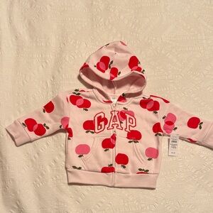 GAP Kids Light Pink Hoodie with Red Apple Print